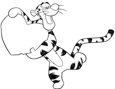 Tigger With Heart Coloring Page